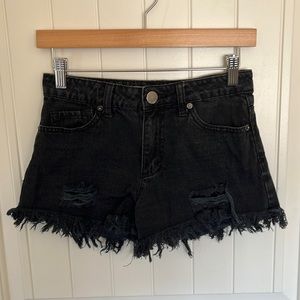 Black Distressed Jean Shorts